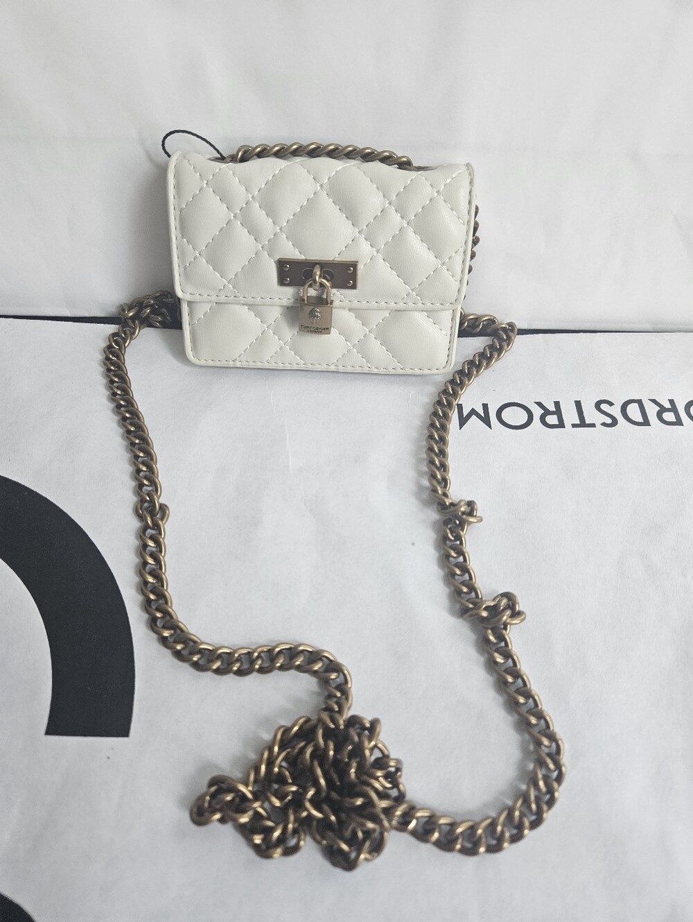 Kurt Geiger London Micro Brixton Quilted Shoulder Bag Bone